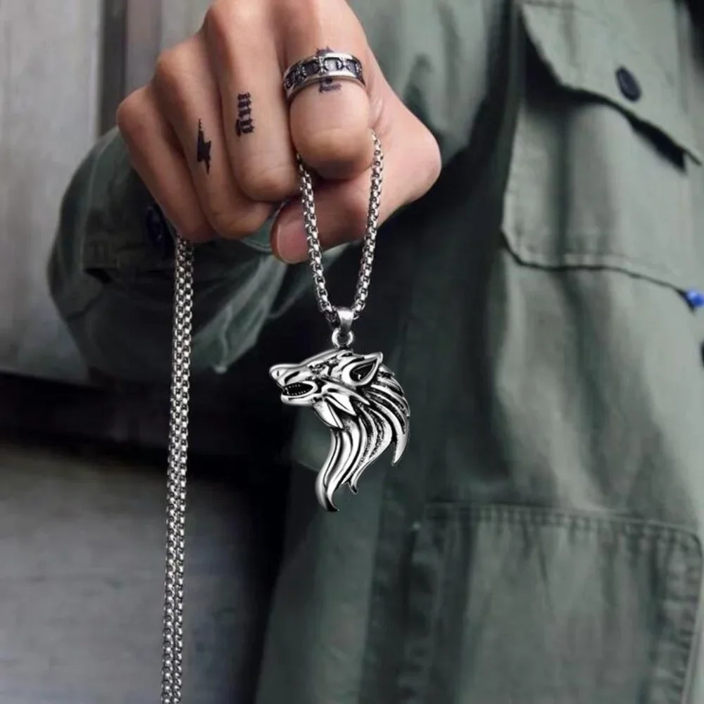 ❤️Viking wolf head fashion pendant necklace for women/men, N90201P182